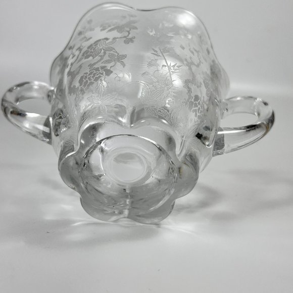 Vtg Duncan Miller Sugar Bowl Canterbury Line Etched Glass Floral Collectible - Picture 7 of 10